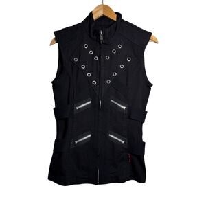 Tripp NYC Black Military Vest Size Small – Punk Goth Zip Grommet Corset Style